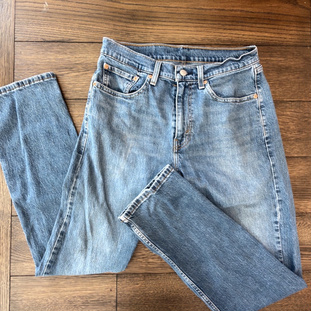 Levis 505 Regular Fit Straight Leg Jeans Mens W32 L32 Medium Wash Blue Denim